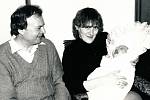 Barbara Litomiská with her husband and daughter Lucia, 1988