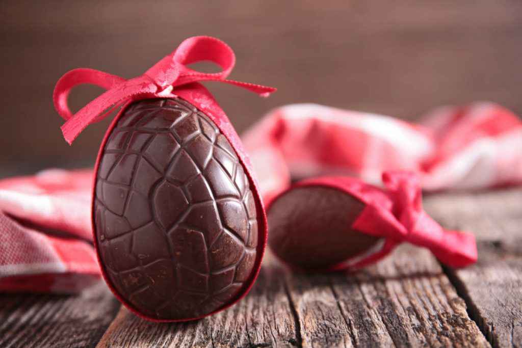 Homemade dark chocolate easter egg